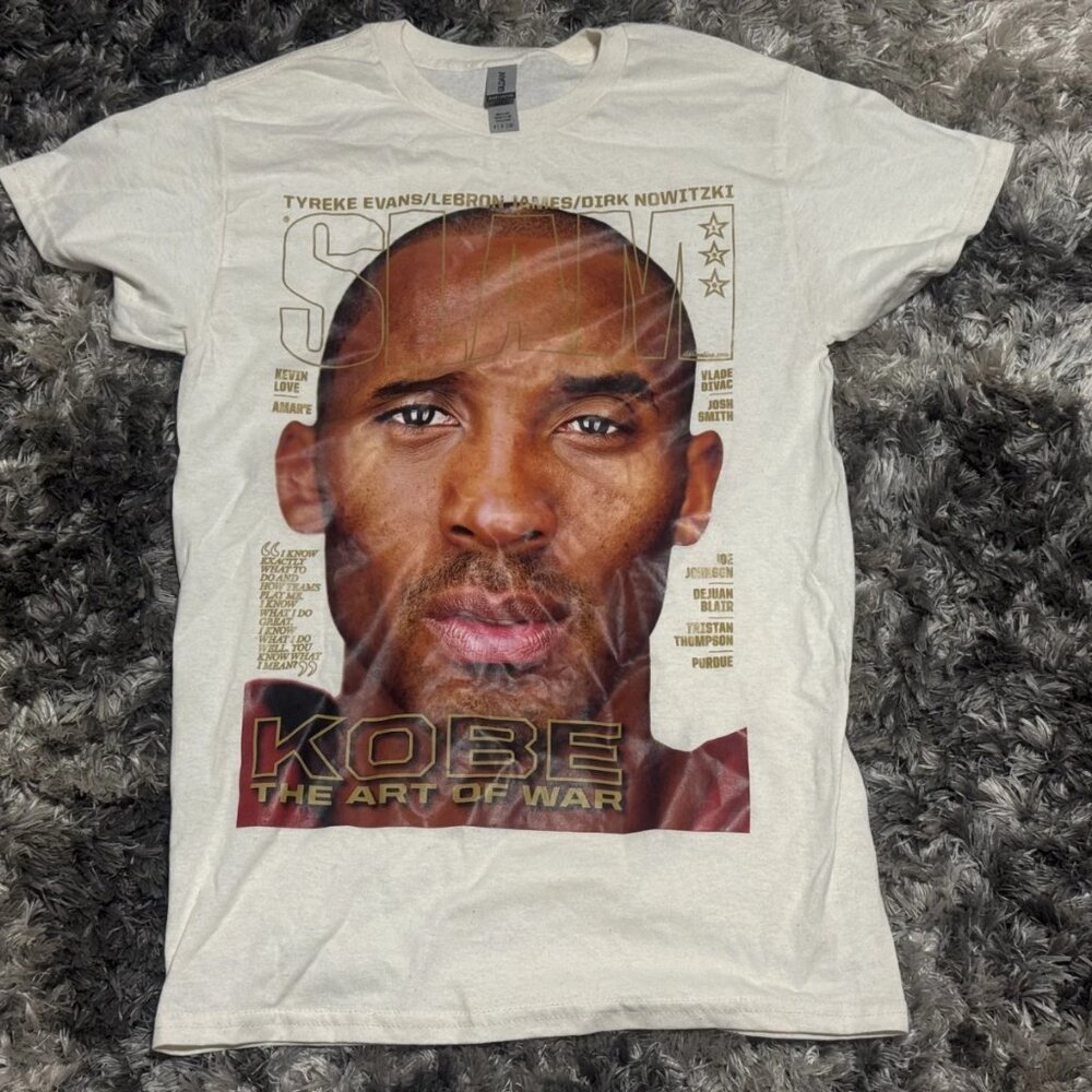 Size S Gildan White Kobe Bryant SLAM Magazine Graphic‎ Print Comfy T-Shirt
